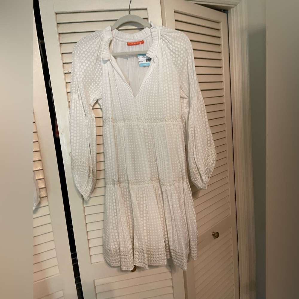 Oliphant long sleeve short white dress. Size xs. New with tags.